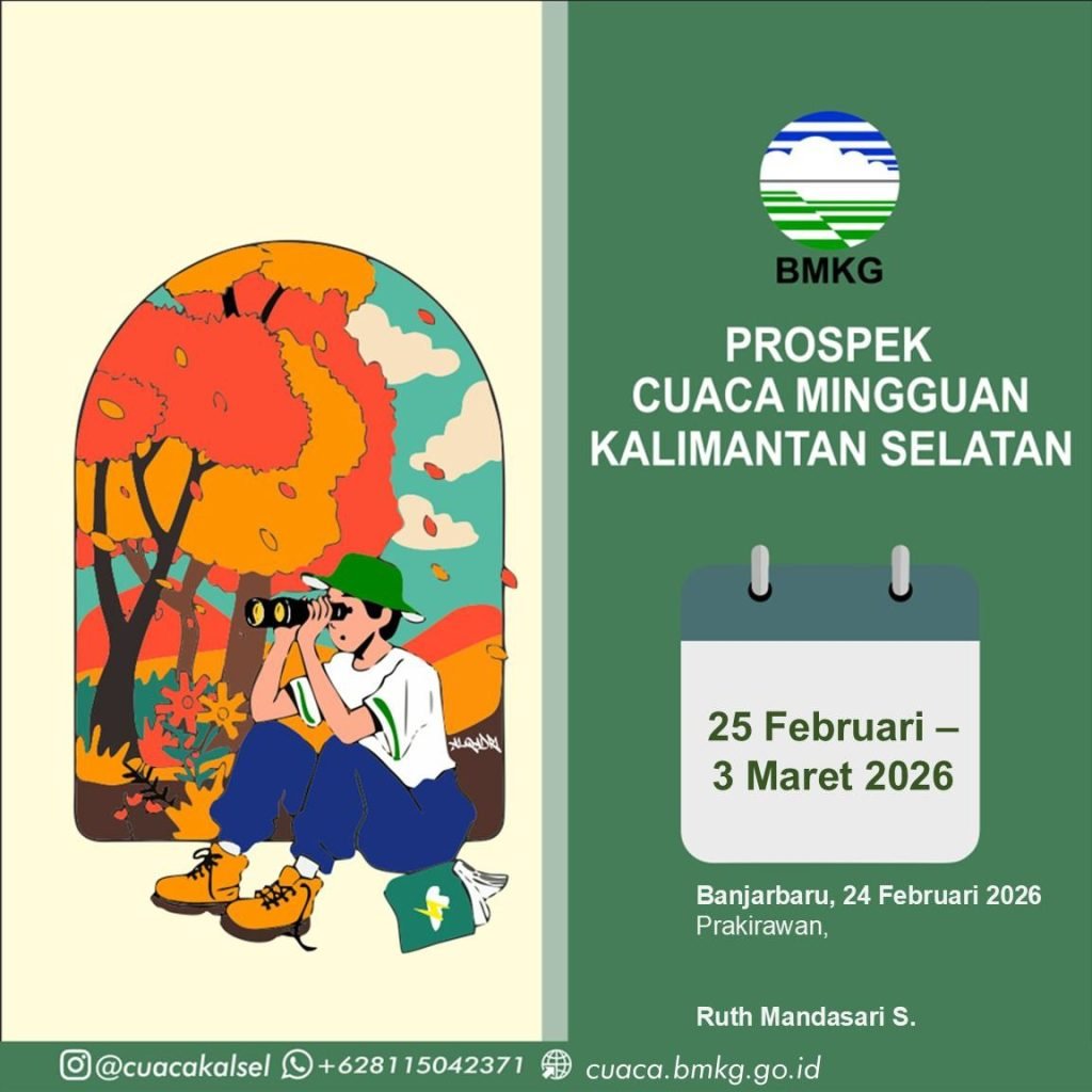 Hujan Disertai Petir dan Angin Kencang Dominasi Kalsel 25 Februari–3 Maret 2026