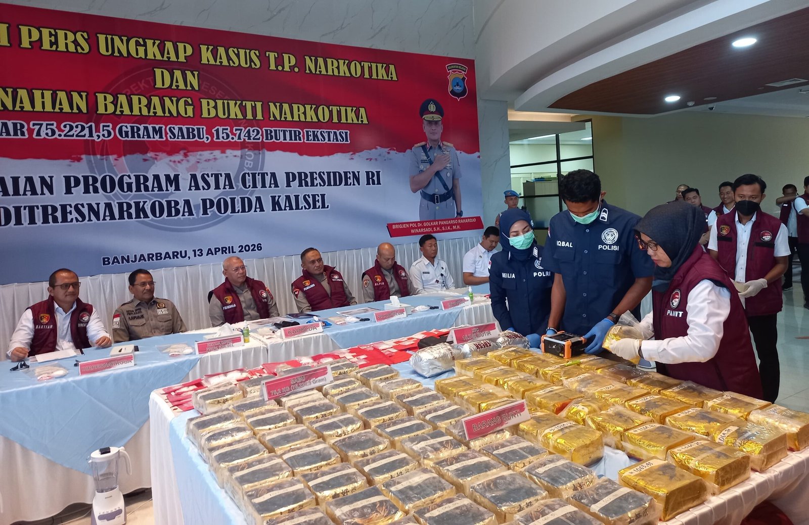 Polda Kalsel Musnahkan 75 Kg Sabu Jaringan Fredy Pratama