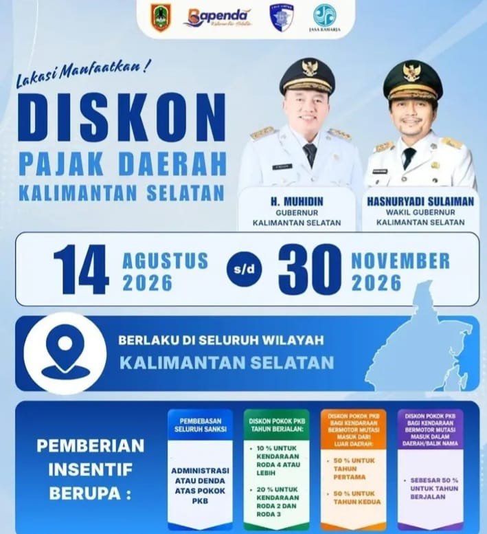 Pemprov Kalsel Kembali Berlakukan Insentif Pajak Kendaraan Bermotor